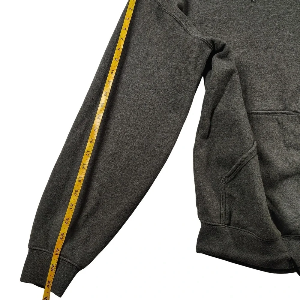Carhartt Mens Loose Fit Hoodie Charcoal Gray Neon Yellow Sleeve Logo‎ Medium